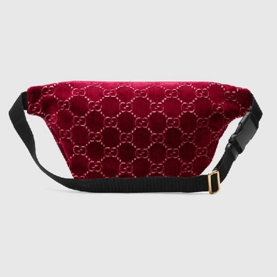 Shop Gucci Gg Velvet Belt Bag In Red