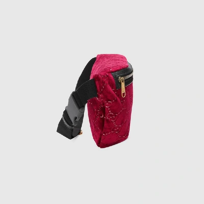 Shop Gucci Gg Velvet Belt Bag In Red