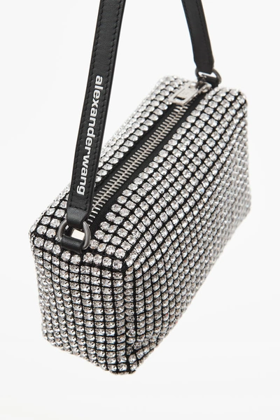 Alexander Wang Heiress Pouch In Rhinestone Mesh In White