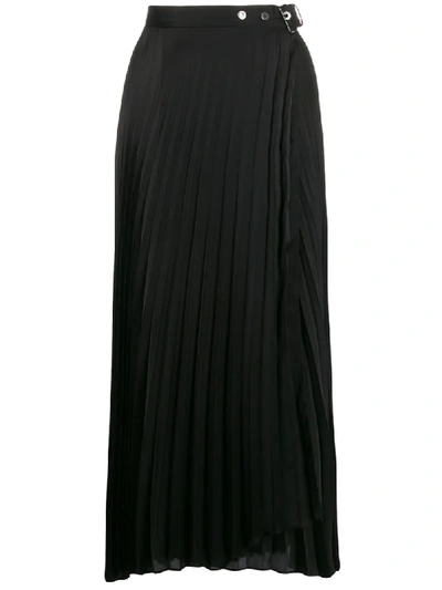 Shop Brunello Cucinelli Pleated Wrap Skirt In Black