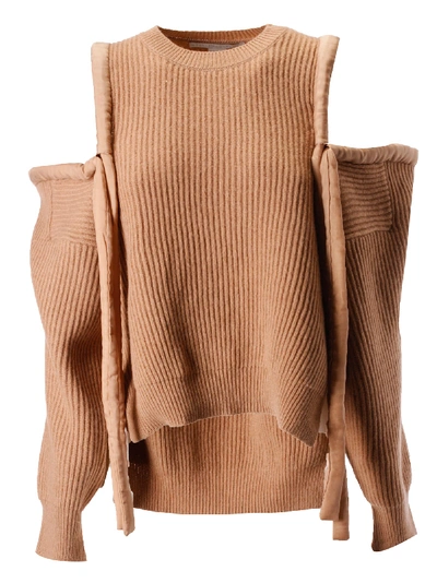 Shop Stella Mccartney Cold Shoulder Sweater In Havana