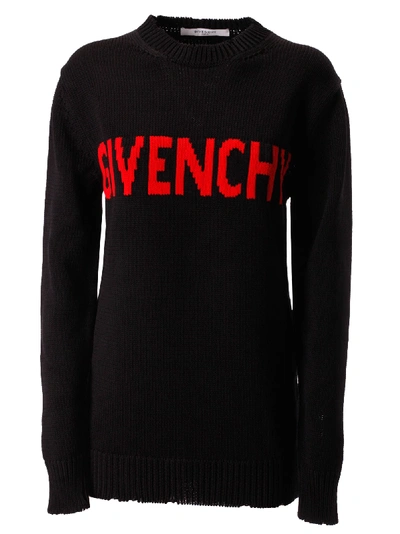 Shop Givenchy Logo Print Sweater In Black/red
