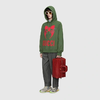 Shop Gucci Manifesto Oversize Sweatshirt In Green