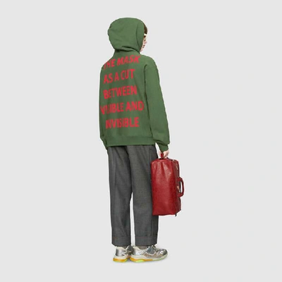 Shop Gucci Manifesto Oversize Sweatshirt In Green