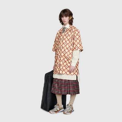 Shop Gucci Oversize Paper Effect Bowling Shirt In Red