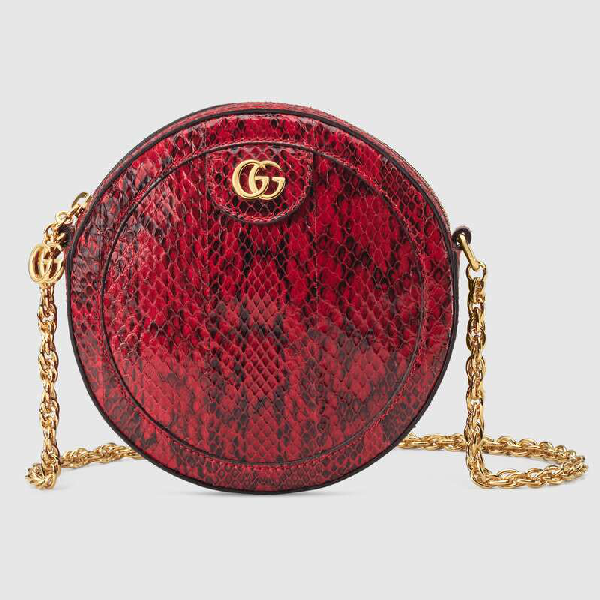 Gucci Ophidia Snakeskin Mini Round 