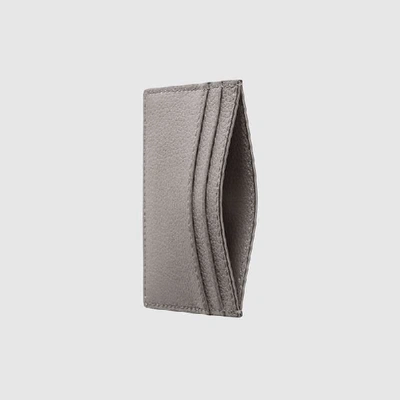 Shop Gucci Zumi Grainy Leather Card Case In Grey