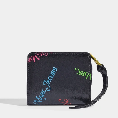Shop Marc Jacobs Snapshot New York Mag Mini Compact Wallet In Black Leather