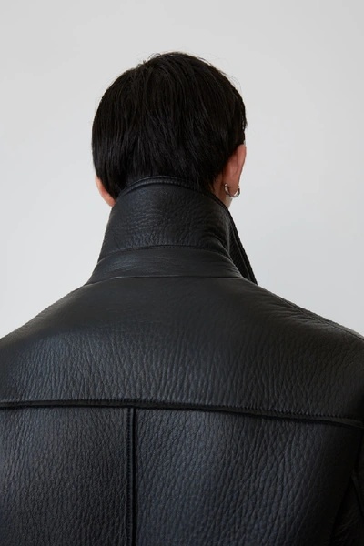 Shop Acne Studios Textured Leather Coat Black
