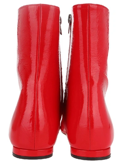 Shop Marni Flat Leather Ankle Boots In Red