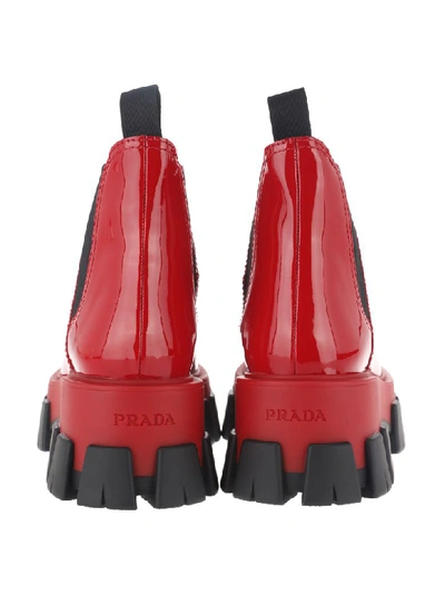 Shop Prada Patent Leather Boots In Red