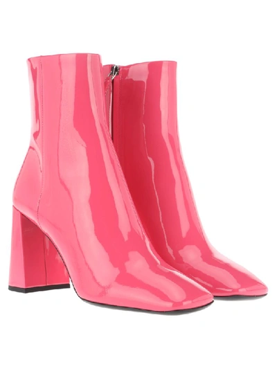 Shop Prada Patent Leather Ankle Boots In Fuchsia