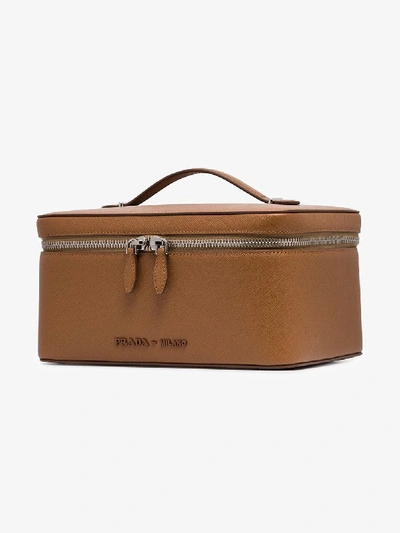 Shop Prada Brown Leather Mini Travel Case
