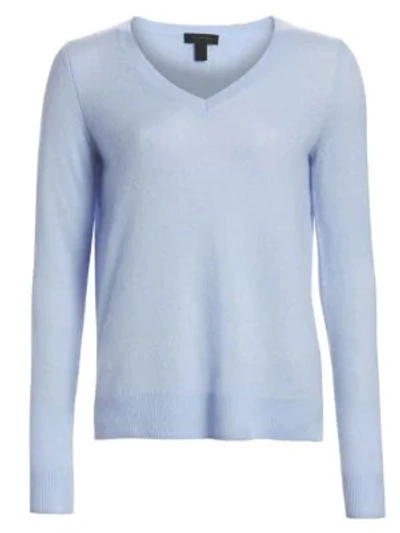 Shop Saks Fifth Avenue Women's Collection Featherweight Cashmere V-neck Sweater In Airy Blue