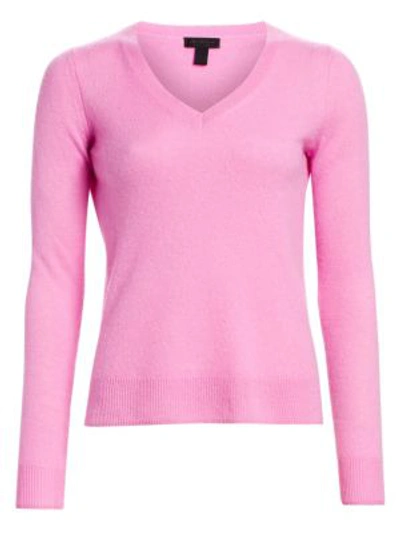 Shop Saks Fifth Avenue Collection Featherweight Cashmere V-neck Sweater In Lila