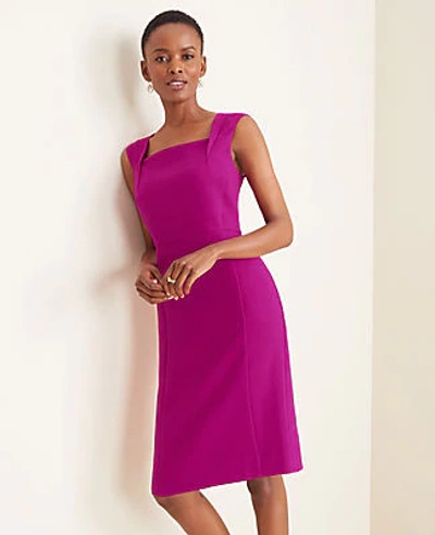 Shop Ann Taylor Doubleweave Square Neck Sheath Dress In Purple