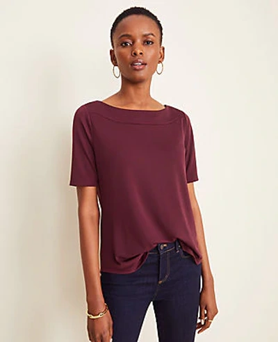 Shop Ann Taylor Matte Jersey Tunic Tee In Purple