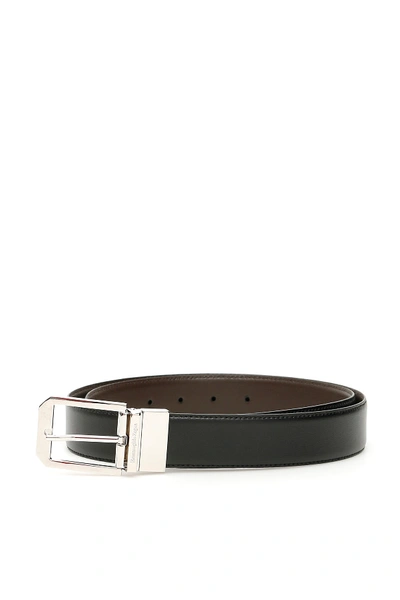 Shop Ermenegildo Zegna Reversible Belt In Nero Unito (brown)