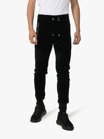 Shop Balmain Zip Detail Sweatpants In Black