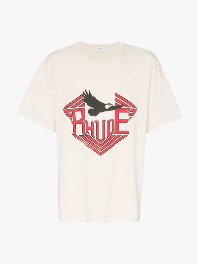 Shop Rhude Ranger Eagle Print Cotton T-shirt In White