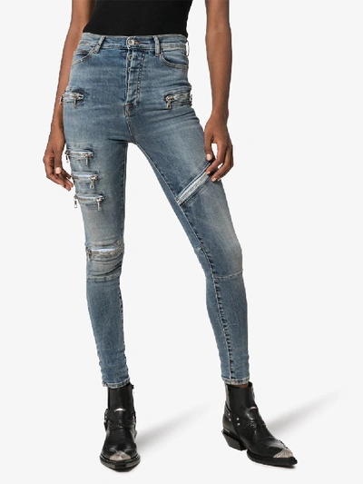 Shop Ben Taverniti Unravel Project Unravel Project Moonwash Multi Zip Skinny Jeans In Blue