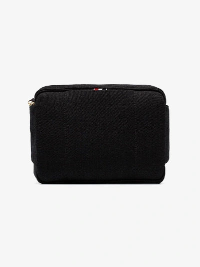 Shop Thom Browne Grey Logo Denim Cross Body Bag