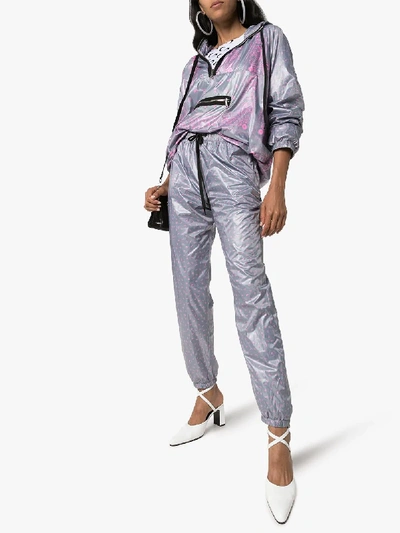 Shop Natasha Zinko High-waisted Motif Track Pants In Grey