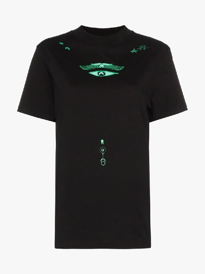 Shop Marine Serre Shamanic Eye Print  T-shirt In Black