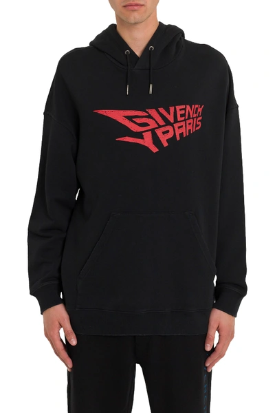 Shop Givenchy Front And Back Printed Hoodie In Nero