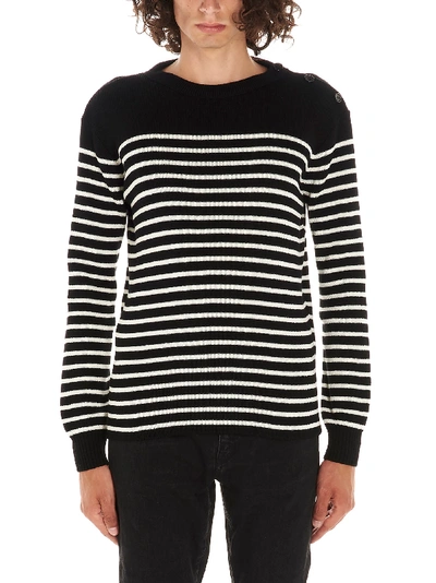 Shop Saint Laurent Sweater In Black & White