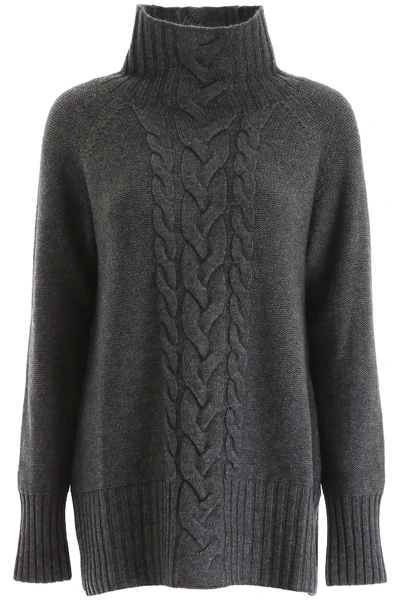 Shop Max Mara Cable Knit Pull In Grigio Scuro (grey)