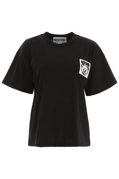 Shop Moschino Teddy Bear Patch T-shirt In Black (black)