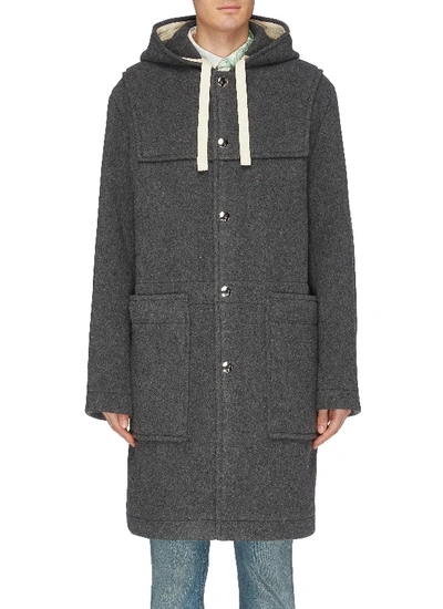 Shop Acne Studios Hooded Melton Coat