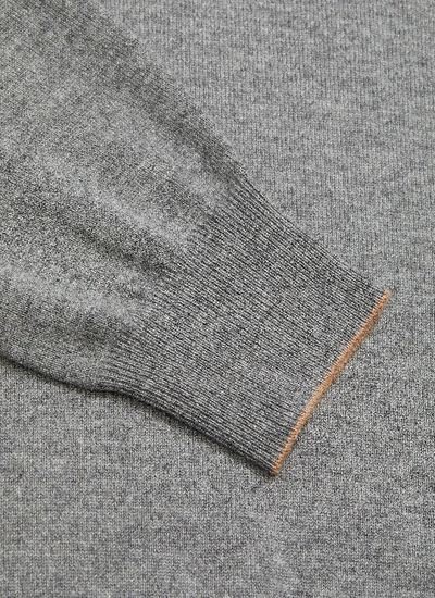 Shop Brunello Cucinelli Contrast Edge Cashmere Sweater In Grey