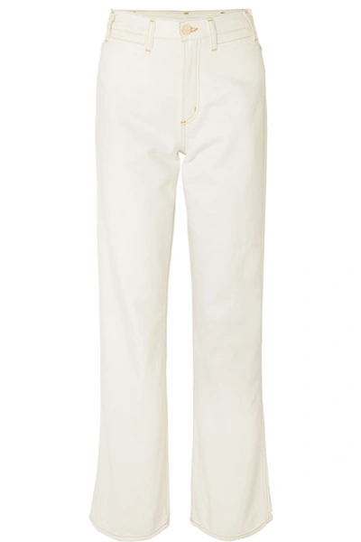 Shop Goldsign High-rise Wide-leg Jeans In Cream