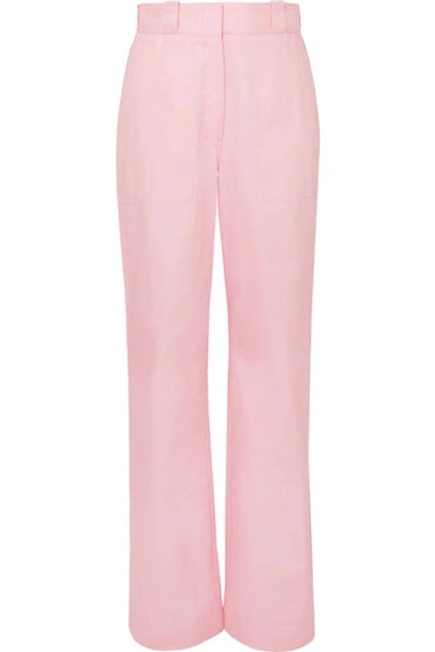 Shop Loewe Cotton-twill Straight-leg Pants In Pink
