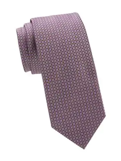 Shop Brioni Men's Basketwoven Print Silk Tie In Roseate