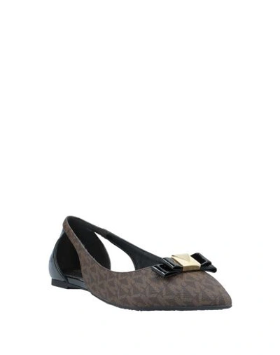 Shop Michael Michael Kors Ballet Flats In Dark Brown