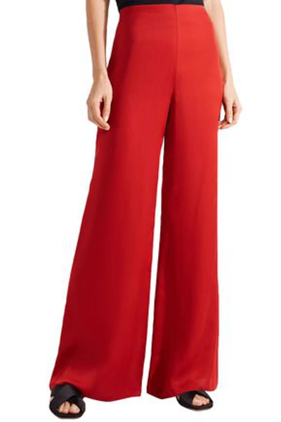 Shop The Row Woman Kiola Washed Silk-charmeuse Wide-leg Pants Red