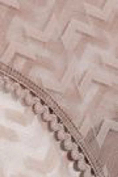 Shop Else Woman Boomerang Lace-trimmed Stretch-mesh Mid-rise Briefs Neutral