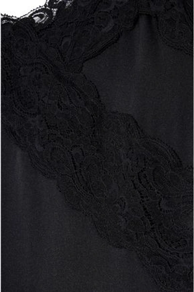 Shop Alice And Olivia Alice + Olivia Woman Dorine Lace-trimmed Stretch-silk Satin Camisole Black