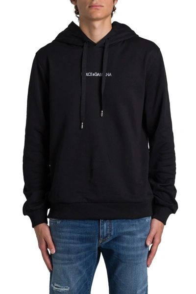 Shop Dolce & Gabbana Hoodie With Embroidered Logo In Nero
