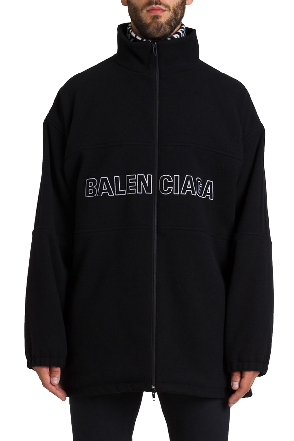 Balenciaga Oversized Logo-embroidered Virgin Wool Jacket In Black | ModeSens
