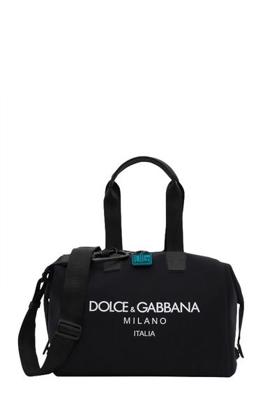 Shop Dolce & Gabbana Neoprene Palermo Bag With Printed Logo In Nero