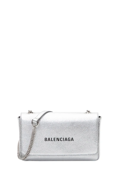 Shop Balenciaga Everyday Chain Wallet In Argento
