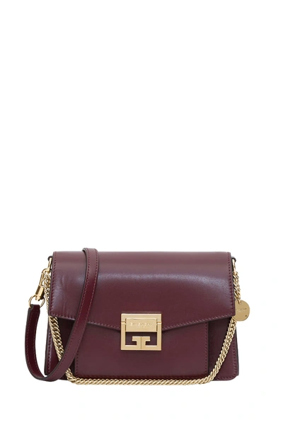 Shop Givenchy Small Gv3 Bag In Box Leather In Bordeaux