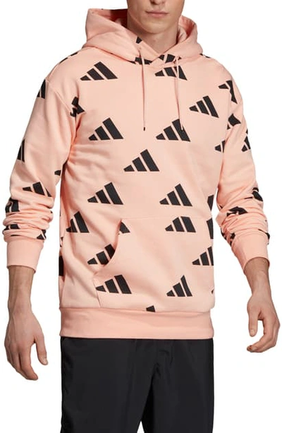 Shop Adidas Originals Athletics Pack Allover Print Hoodie In Glow Pink/ Black