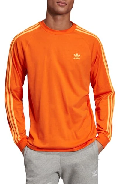 Shop Adidas Originals 3-stripes Long Sleeve T-shirt In Orange