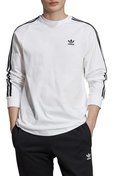 Shop Adidas Originals 3-stripes Long Sleeve T-shirt In White