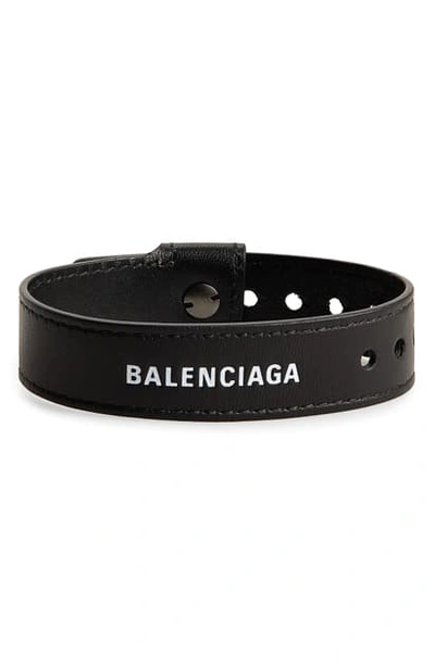 Shop Balenciaga Party Leather Bracelet In Noir